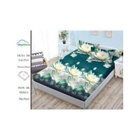 Husa Finet cu Elastic En-Gros, pentru Pat Dublu, 180 x 200 cm, 2 Fete de Perna, Verde Inchis