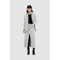 AllSaints fusta din bumbac denim HONOR culoarea gri, maxi, drept