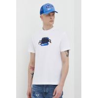 Karl Lagerfeld Jeans tricou din bumbac barbati, culoarea alb, cu imprimeu