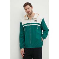 adidas Originals bluză bărbați, culoarea verde, cu glugă, cu imprimeu IU0201