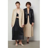 Answear Lab fusta de piele culoarea negru, midi, evazati