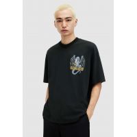 AllSaints tricou din bumbac DRAGONSKULL barbati, culoarea negru, cu imprimeu