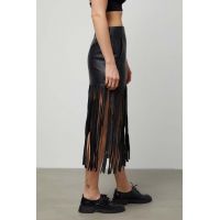 Answear Lab fusta de piele culoarea negru, midi, drept