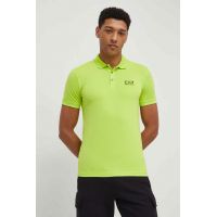 EA7 Emporio Armani tricou polo barbati, culoarea verde, cu imprimeu