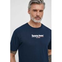 Tommy Jeans tricou din bumbac bărbați, culoarea bleumarin, cu imprimeu DM0DM18590