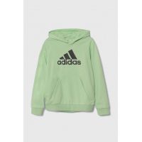 adidas bluza copii culoarea verde, cu glugă, cu imprimeu