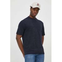 BOSS Orange tricou din bumbac bărbați, culoarea bleumarin, uni 50511084
