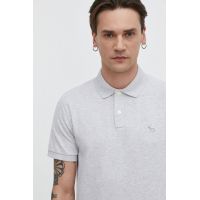 Abercrombie & Fitch tricou polo barbati, culoarea gri, melanj