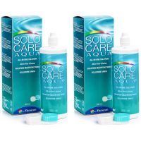 Solutie intretinere lentile de contact Solo-Care Aqua 2 x 360 ml + suport lentile cadou