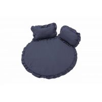 Set covoras impermeabil cu volan + 2 perne SomnArt, din in, Albastru