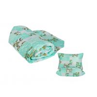 Pachet 1 Pilota matlasata Ultrasleep Green Flowers, 200x220 cm + 2 Perne microfibra Ultrasleep Green Flowers, 50x70 cm