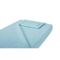 Lenjerie patut bebe, SomnART, cearceaf pat 60x120x10 cu elastic, cearceaf pilota 80x110, perna joasa 20x35, Bleu
