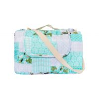 Patura picnic voiaj, impermeabila, microfibra, Somnart, model Green Flowers, 180x200