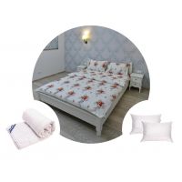 Pachet 1 Lenjerie de pat Ultrasleep, bumbac 100%, model flori + 1 pilota 180x200 + 2 perne 50x70