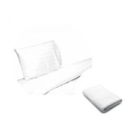 Pachet 1 Lenjerie de pat alba pentru o persoana, Bumbac Damasc 100%, 3 piese + 1 Set 2 prosoape pentru fata, 50x90 cm, alb, bumbac