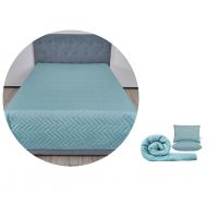 Pachet 1 Set SomnART gama Coral, Pilota 200x220 cm si 2 perne 50x70 cm + Cuvertura Microfibra, 210x240, Surf Spray