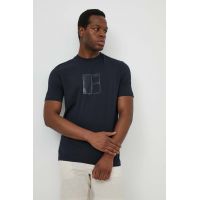 BOSS Green tricou bărbați, culoarea bleumarin, cu imprimeu 50513172