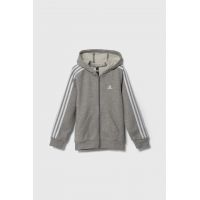 adidas bluza copii culoarea gri, cu glugă, melanj