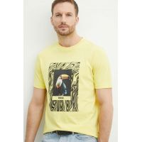 BOSS Orange tricou din bumbac bărbați, culoarea galben, cu imprimeu 50516012