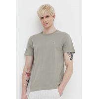 Abercrombie & Fitch tricou din bumbac barbati, culoarea verde, neted