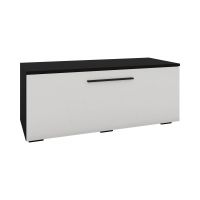 Comoda Kos, O Usa, Negru/Alb Lucios, MDF, 95 x 40 x 39 cm