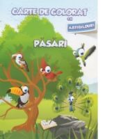 Carte de colorat cu abtibilduri. Pasari