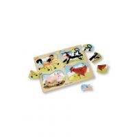 4 in 1 Peg puzzle, Farm. Puzzle lemn 4 in 1, Ferma