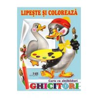 Ghicitori - Gasca - Lipeste si coloreaza. Carte cu abtibilduri