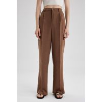 Pantaloni din amestec de in cu croiala ampla
