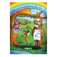 Coloreaza si creeaza o poveste cu o bufnita si un pui de crocodil! Carte de colorat