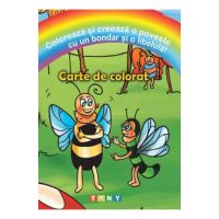 Coloreaza si creeaza o poveste cu un bondar si o libelula! Carte de colorat