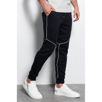 DIVERSE - Pantaloni sport din amestec de bumbac cu snur
