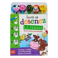 Invat sa desenez: La ferma. Set de colorat si de activitati