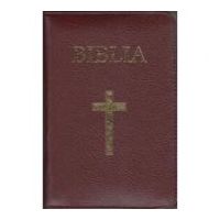 Biblia medie, 063, coperta piele, grena, cu cruce, margini aurii, repertoar, fermoar