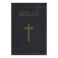 Biblia medie, 063, coperta piele, neagra, cu cruce, margini aurii, repertoar