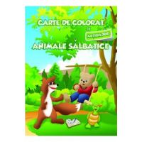 Carte de colorat cu abtibilduri - Animale salbatice