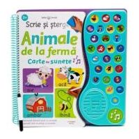 Scrie si sterge. Animale de la ferma. Carte cu sunete