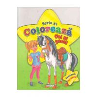 Cai si ponei (verde) - Scrie si coloreaza