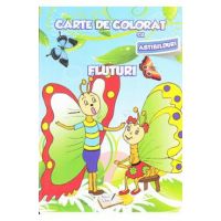 Fluturi - Carte de colorat cu abtibilduri