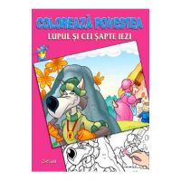 Coloreaza povestea: Lupul si cei sapte iezi