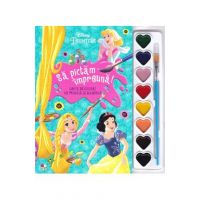Disney. Printese. Sa pictam impreuna! Carte de colorat cu pensula si acuarele