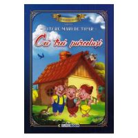 Cei trei purcelusi. Carte de colorat cu povesti scrisa cu litere mari de tipar