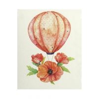 Felicitare: Balon cu aer cald flori de maci