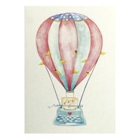 Felicitare: Balon cu aer cald. Masina de scris