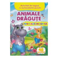 Formeaza imaginea. Animale dragute + 48 autocolante