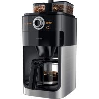Cafetiera Philips Grind & Brew HD7769/00, 1000 W, 1.2 l, 12 cesti, Rasnita de cafea, Negru/Argintiu