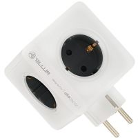 Adaptor priza Tellur PowerCube, 4 prize + 2x USB, Alb