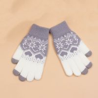 Atingeți mănuși cu model de Crăciun gri