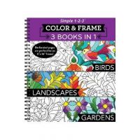 Color & Frame - 3 Books in 1 - Birds, Landscapes, Gardens (Adult Coloring Book) - New Seasons