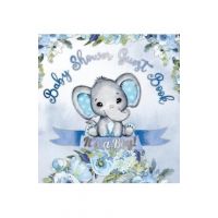 It's a Boy! Baby Shower Guest Book: Cute Elephant Tiny Baby Boy, Ribbon and Flowers With Letters Watercolor Blue Floral Theme Hardback - Casiope Tamore